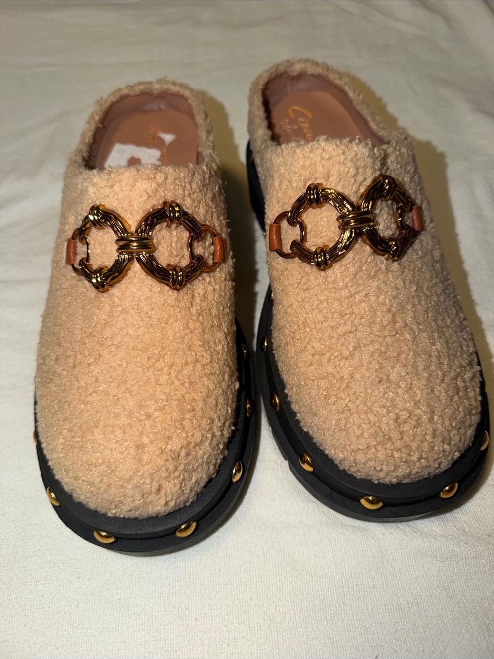 NWT CIRCUS by Sam Edelman Slip-On Annie Mules with Gold Chain  accent size 8
